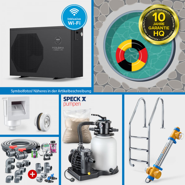 Rundpool PS HQ 5,00x1,50m | Alu-Handlauf | Folie 0,8mm sand PROFI-Set "HEAT" | Teil-/Kompletteinb.