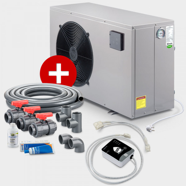 Poolheizung Wärmepumpe POOLSANA PROMO NEXT 8 + Anschluss-Set 50 mm + Wi-Fi Modul