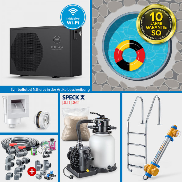 Rundpool PS SQ 4,00 x 1,35 m | Alu-Handlauf | Folie 1,0mm PROFI-Set "HEAT" | Teil-/Kompletteinbau