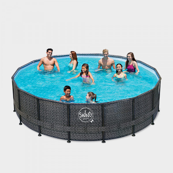 Frame Pool PRIME Rund Wicker dark 427 x 107 cm