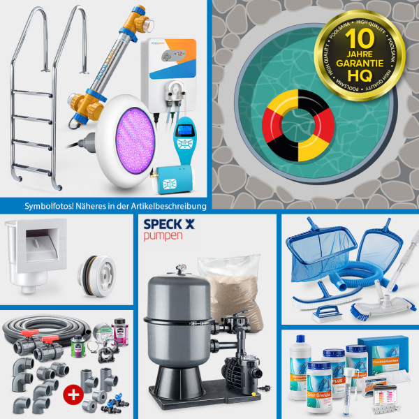 Rundpool Alu PS HQ 4,00 x 1,50 m | Alu-Handlauf | 0,8 mm sand PERFECT-Set | Teil- Kompletteinbau