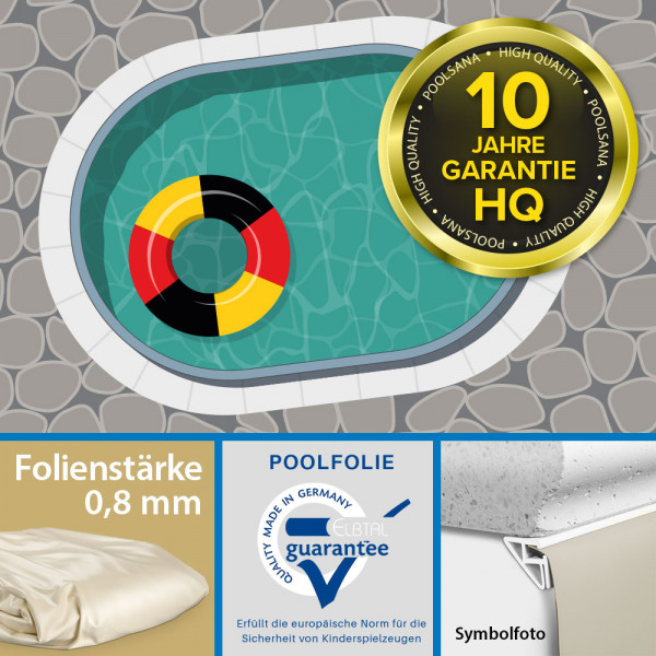 Einzelbecken Stahlwand-Ovalpool PS HQ 6,00 x 3,20 x 1,50 m mit UNDERCOVER-Handlauf | Folie sand