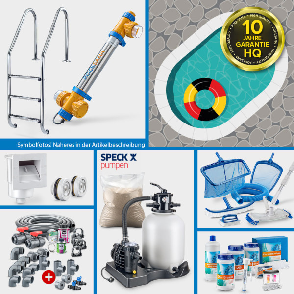 Stahlwand-Ovalpool PS HQ 7,00 x 3,50 x 1,50 m | Folie sand | PROFI-Set mit UNDERCOVER-Handlauf