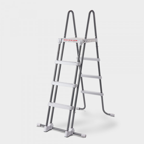 Restposten: Stahlrohr-Sicherheitsleiter 3-stufig mit Plattform für Pools bis 122 cm