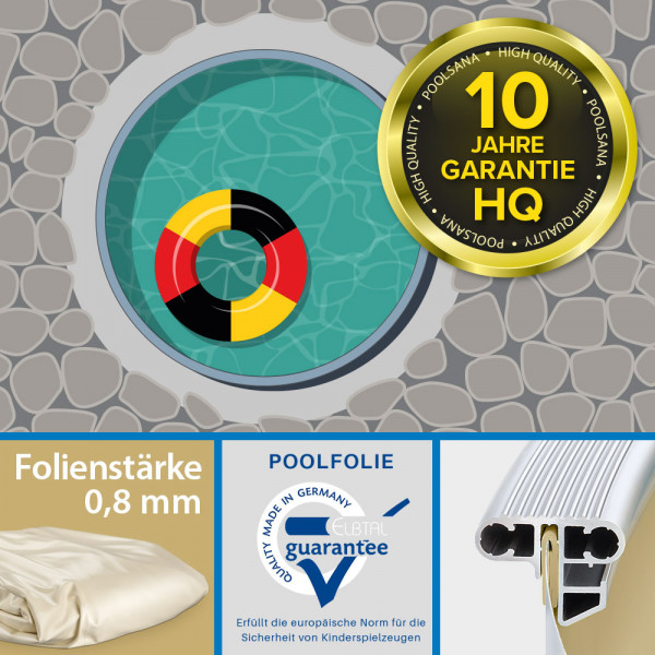 Einzelbecken Stahlwand-Rundpool PS HQ 3,00 x 1,50 m mit Alu-Handlauf | Folie 0,8 mm sand