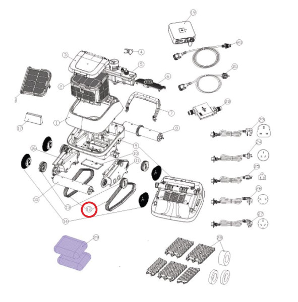 Raupenband (2 Stück) für Poolroboter Phantom Plus / Warrior/ Patrol hellgrau