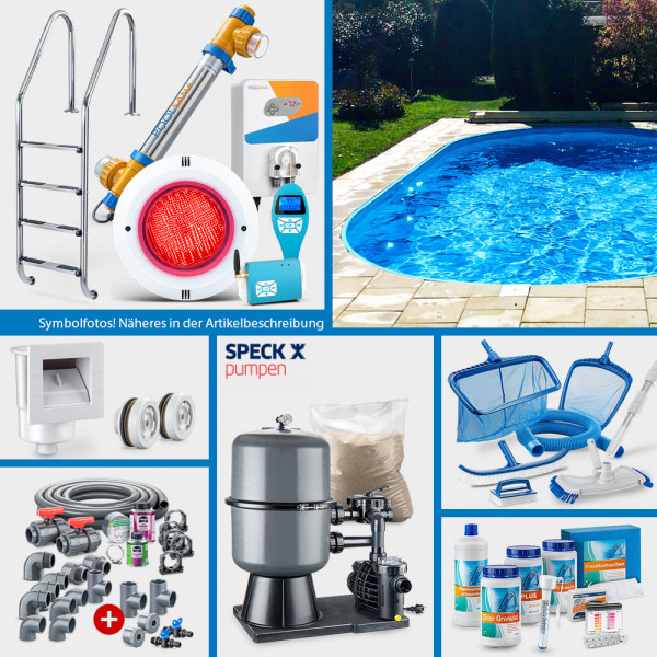 conZero Stahlwand-Ovalpool POOLSANA 6,00 x 3,20 x 1,50 m PERFECT-Set