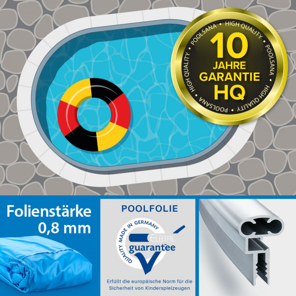 Einzelbecken Aluwand-Ovalpool POOLSANA HQ 6,00 x 3,20 x 1,50 m mit Aluminium Kombi-Handlauf