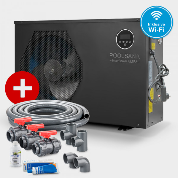 Pool Full-Inverter-Wärmepumpe POOLSANA InverPOWER ULTRA 7 + Anschluss-Set 50 mm