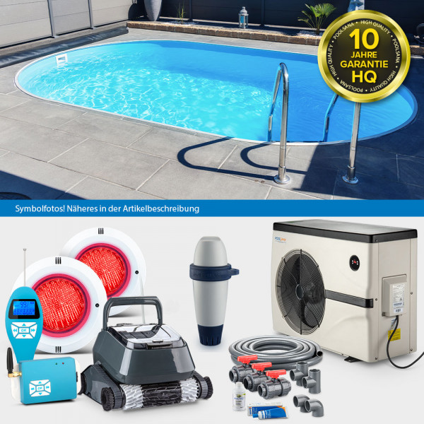 Ovalpool PS HQ 6,00 x 3,20 x 1,50 m mit Alu-Handlauf | Folie blau 1,0mm | LAGOON-Set PROFI