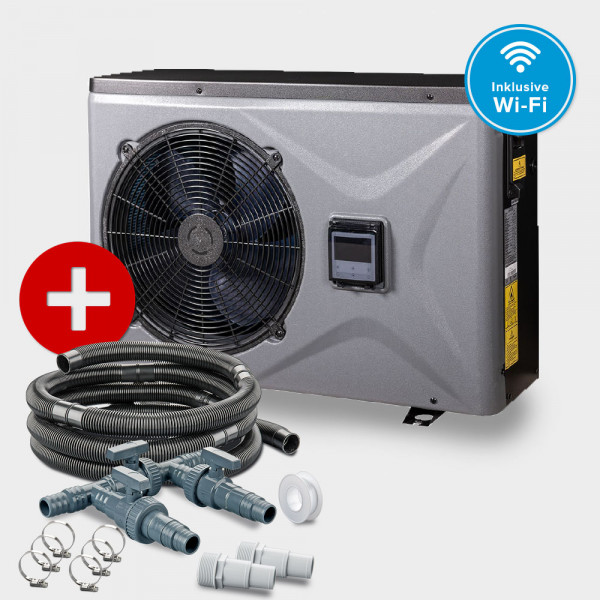 Pool Inverter-Wärmepumpe X-Series 7 kW + Anschluss-Set 38 mm