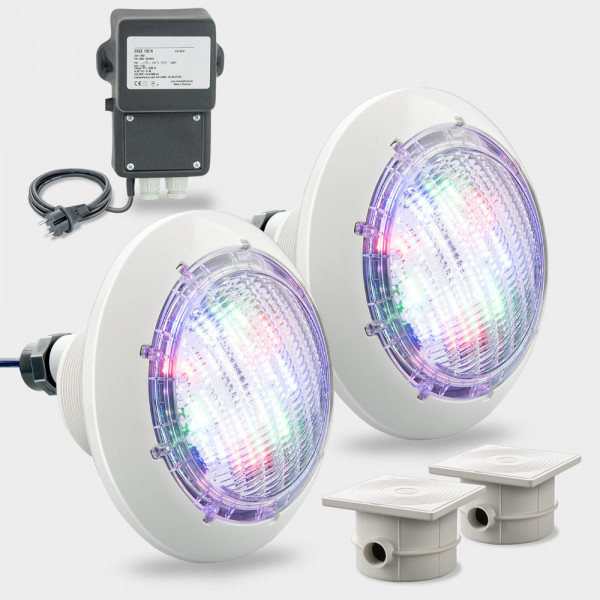 Set 2 x LED Poolscheinwerfer RGB COMPACT POWER