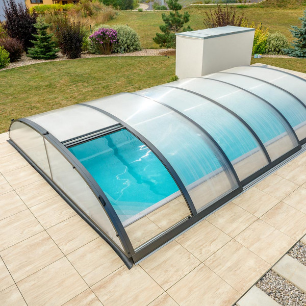 Poolüberdachung POOLSANA PRoof COMPACT 2 Anthrazit | 8,64 x 4,40 x 0,81 m