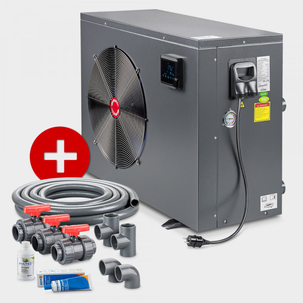Schwimmbad Full-Inverter-Wärmepumpe POOLSANA InverPRO 17 + Anschluss-Set 50 mm