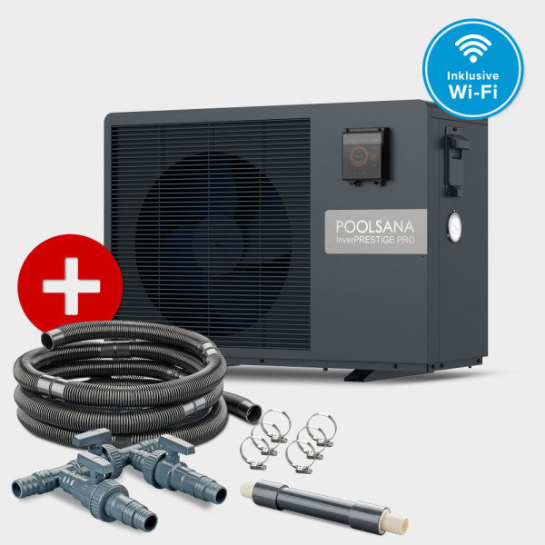 Pool Full-Inverter-Wärmepumpe POOLSANA InverPRESTIGE PRO 11 + Anschluss-Set 38 mm