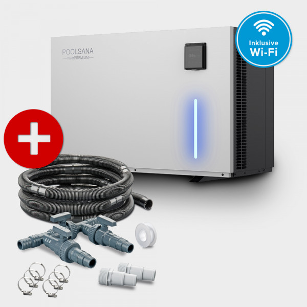 Pool Full-Inverter-Wärmepumpe POOLSANA InverPREMIUM 11 + Anschluss-Set 38 mm