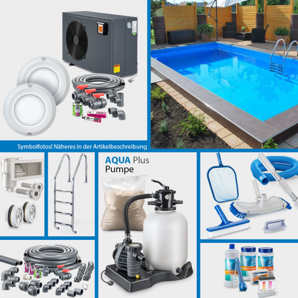 POOLSANA Rechteckpool 6,00 x 3,00 x 1,50 m | Folie blau 0,8 mm | PROMO-Set PRIME
