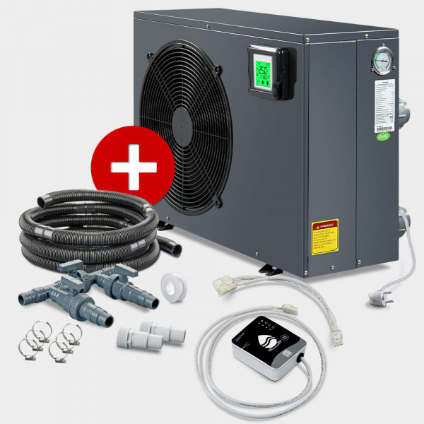 Poolheizung Wärmepumpe POOLSANA PRIME 5 + Anschluss-Set 38 mm + Wi-Fi Modul
