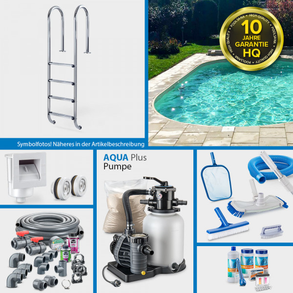 conZero Stahlwand-Ovalpool POOLSANA HQ 5,25 x 3,20 x 1,50 m PLUS-Set | Folie sand