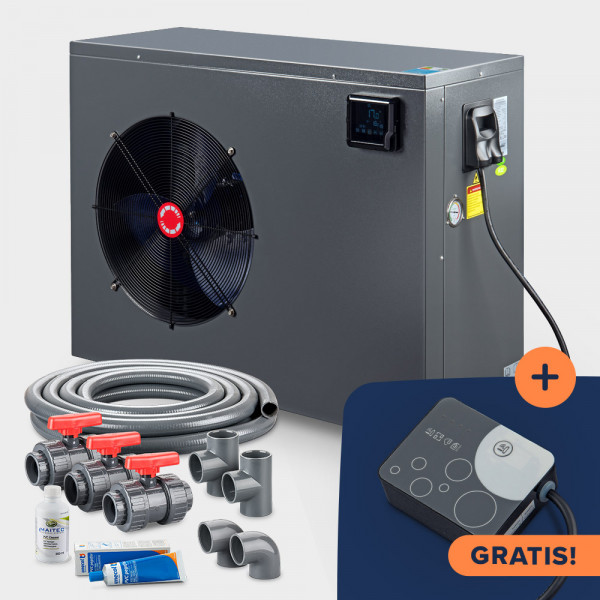 Schwimmbad Full-Inverter-Wärmepumpe POOLSANA InverPRO 21 + Anschluss-Set 50 mm