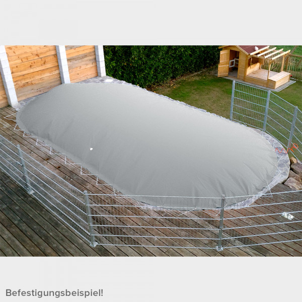 Poolabdeckung MTH Air Protect UNI grau 7,00 x 3,50 m | Oval-/Achtform | Mit Seil