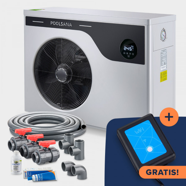 Pool Full-Inverter-Wärmepumpe POOLSANA InverPLUS Performance 9 + Anschluss-Set 50 mm