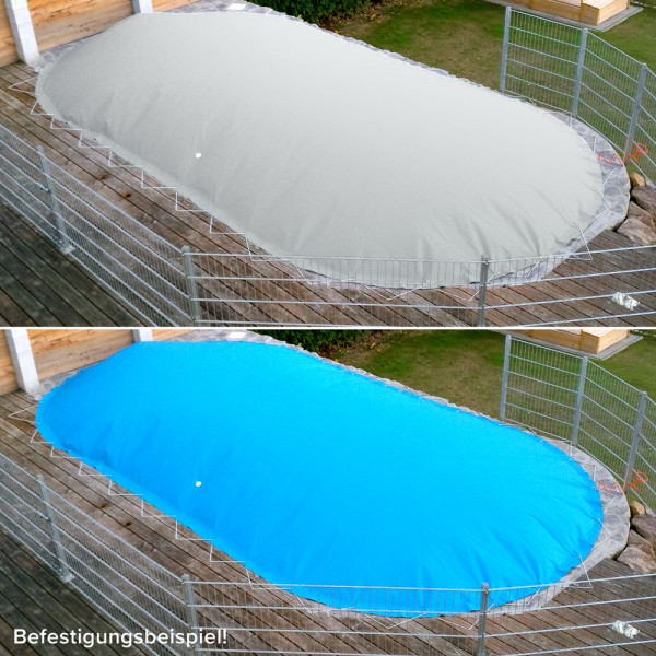 Aufblasbare Poolabdeckung AIR PROTECT PREMIUM für Ovalpool 5,25 x 3,20 m | Bicolor: Grau/Blau