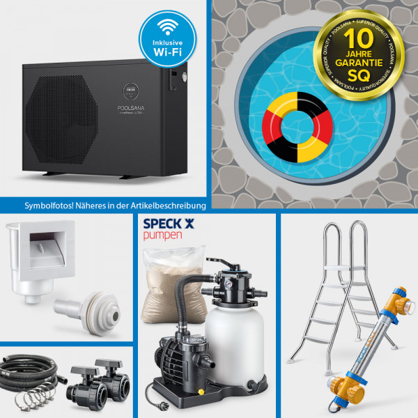 Rundpool Alu PS SQ 4,00x1,25m | Alu-Handlauf | 0,9mm 4D-blau PROFI-Set "HEAT" | Freiaufst./Teileinb.