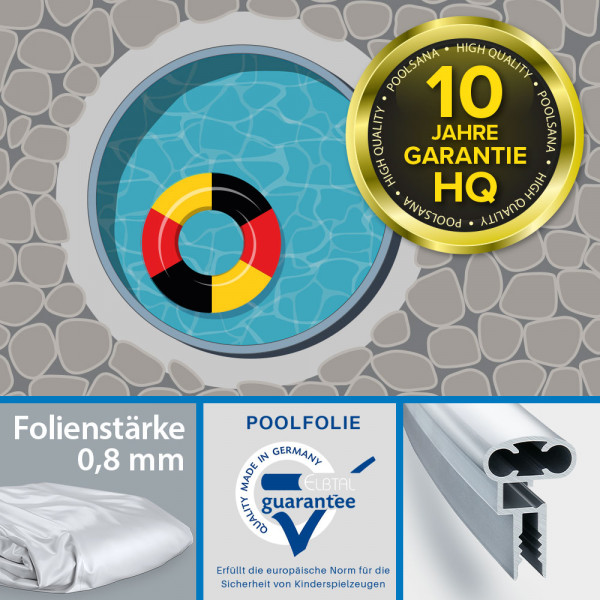 Einzelbecken Rundpool PS HQ 4,00 x 1,25 m mit Alu-Wand und Alu-Kombihandlauf | Folie grau