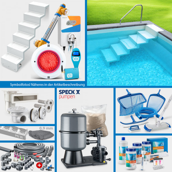 PS30-Rechteckpool SQ 6,00x3,00x1,50m | 4D-Folie anthrazit | PERFECT-Set "High Level" | Elegance