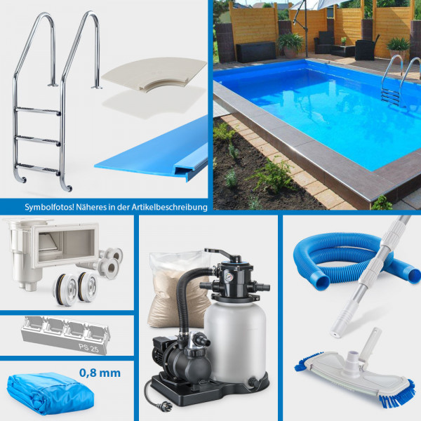 POOLSANA Rechteckpool 5,00 x 3,00 x 1,20 m PURE-Set