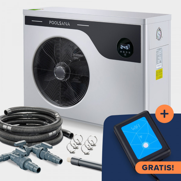 Pool Full-Inverter-Wärmepumpe POOLSANA InverPLUS Performance 9 + Anschluss-Set 38 mm