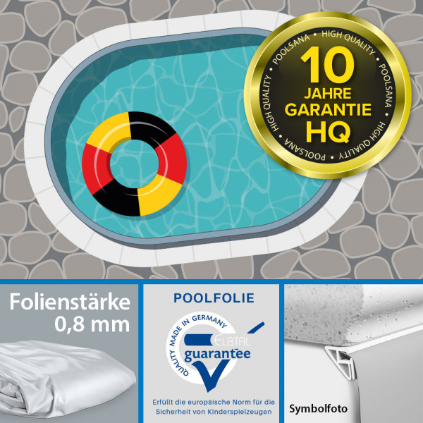 Einzelbecken Stahlwand-Ovalpool PS HQ 5,25 x 3,20 x 1,50 m mit UNDERCOVER-Handlauf | Folie grau