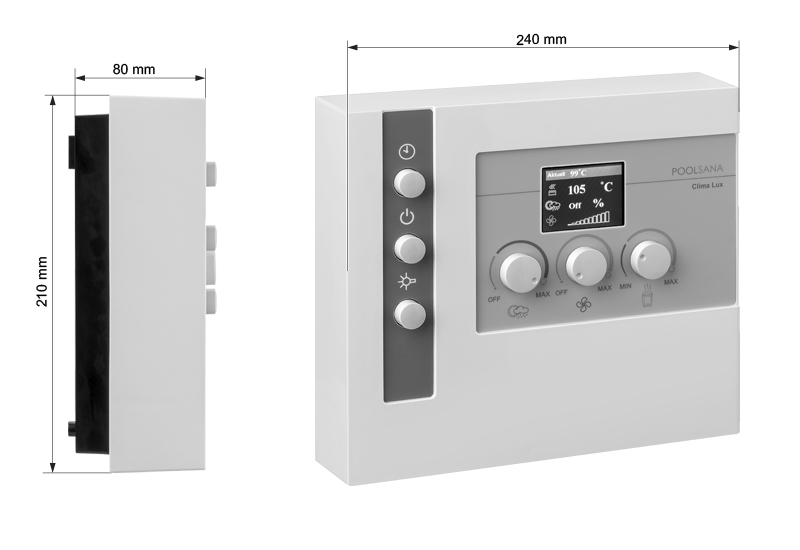 Abmessungen Saunasteuerung POOLSANA Clima Lux Abmessungen Saunasteuerung POOLSANA Clima Lux