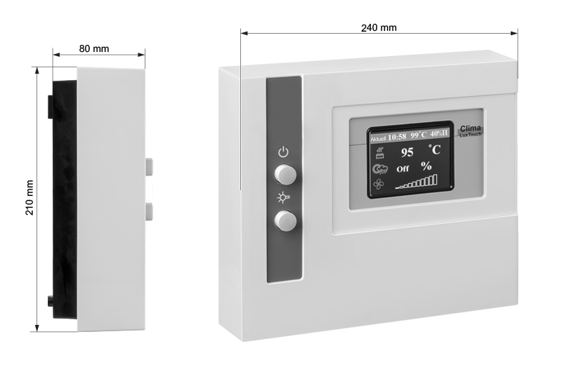 Abmessungen Saunasteuerung POOLSANA Clima Lux Touch