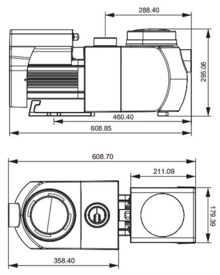 Abmessungen Poolpumpe AquaForte Inverpro IP30