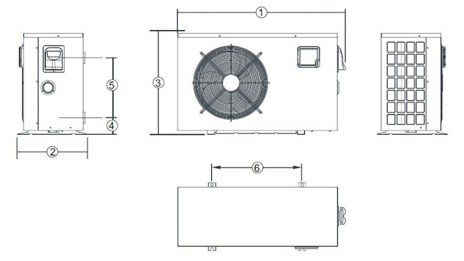 Abmessungen POOLSANA Wärmepumpe PRO