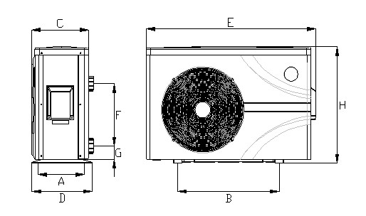 Abmessungen POOLSANA Wärmepumpe PLUS Abmessungen POOLSANA Wärmepumpe InverPURE