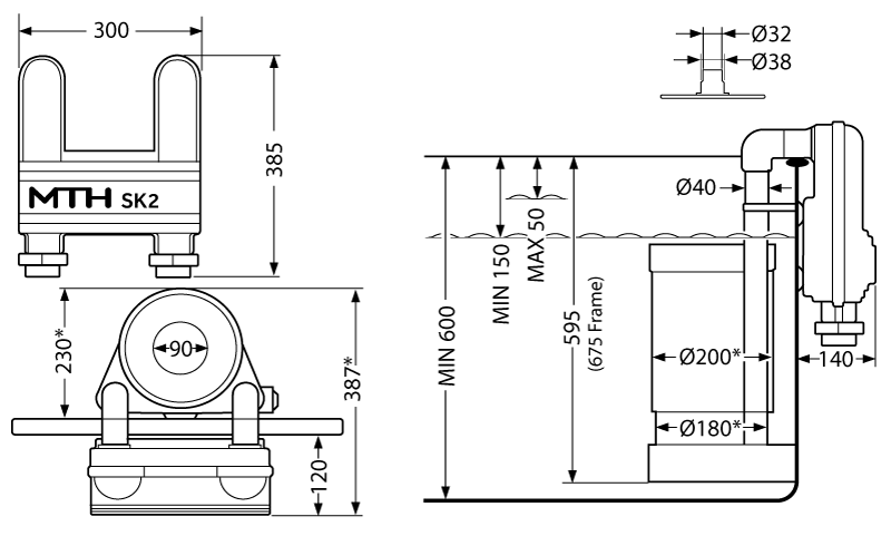 Maße SK2 Skimmer