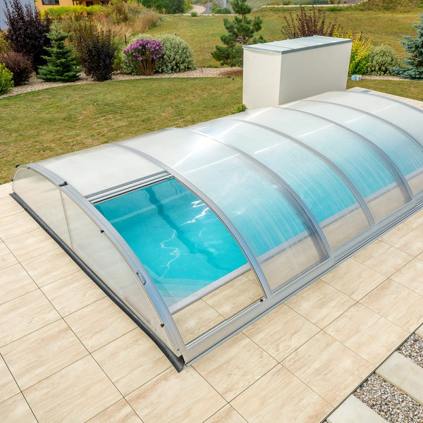 Poolüberdachung POOLSANA PRoof COMPACT 3 Elox | 8,64 x 4,95 x 0,89 m