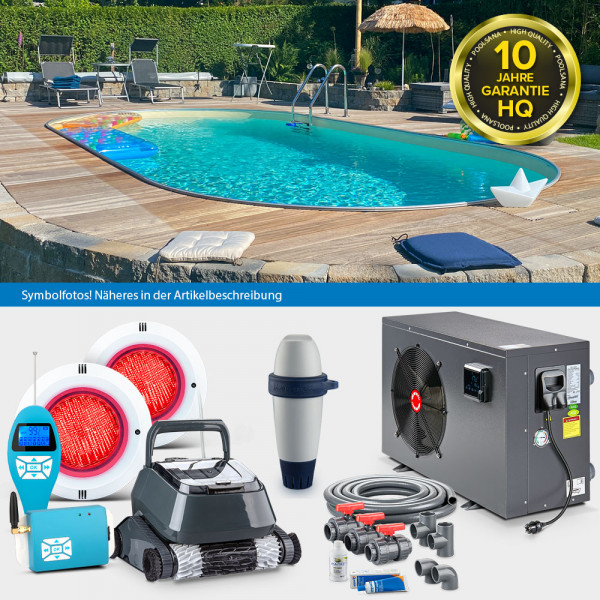 Ovalpool PS HQ 8,00 x 4,00 x 1,50 m mit Alu-Handlauf | Folie sand 0,8mm | LAGOON-Set PROFI
