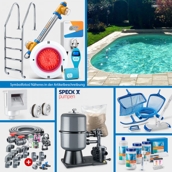 conZero Stahlwand-Ovalpool POOLSANA 5,25 x 3,20 x 1,50 m PERFECT-Set | Folie sand