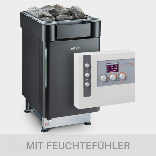 Kombiofen-Set Harvia Senator Combi 9kW 400V BLACK EDITION + Steuerung Clima LUX + Feuchtefühler