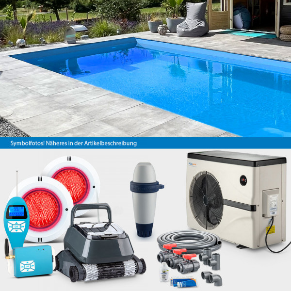 POOLSANA Rechteckpool 6,00 x 3,00 x 1,50 m LAGOON-Set PROFI mit Einstiegstreppe Elegance