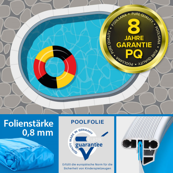 Einzelbecken Stahlwand-Ovalpool POOLSANA PQ 6,00 x 3,20 x 1,50 m mit Aluminium Kombi-Handlauf