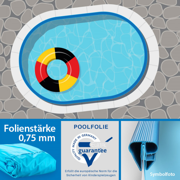 Aktions-Ovalpool 7,00 x 3,50 x 1,50 m | Folie Hellblau 0,75 mm mit Einhängebiese | Einzelbecken