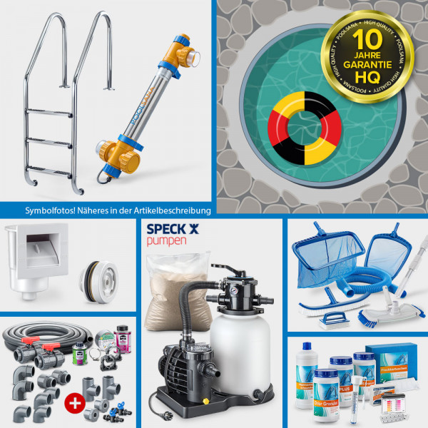 Rundpool Alu PS HQ 4,50 x 1,50 m | Alu-Handlauf | 0,8 mm sand PROFI-Set | Teil- Kompletteinbau