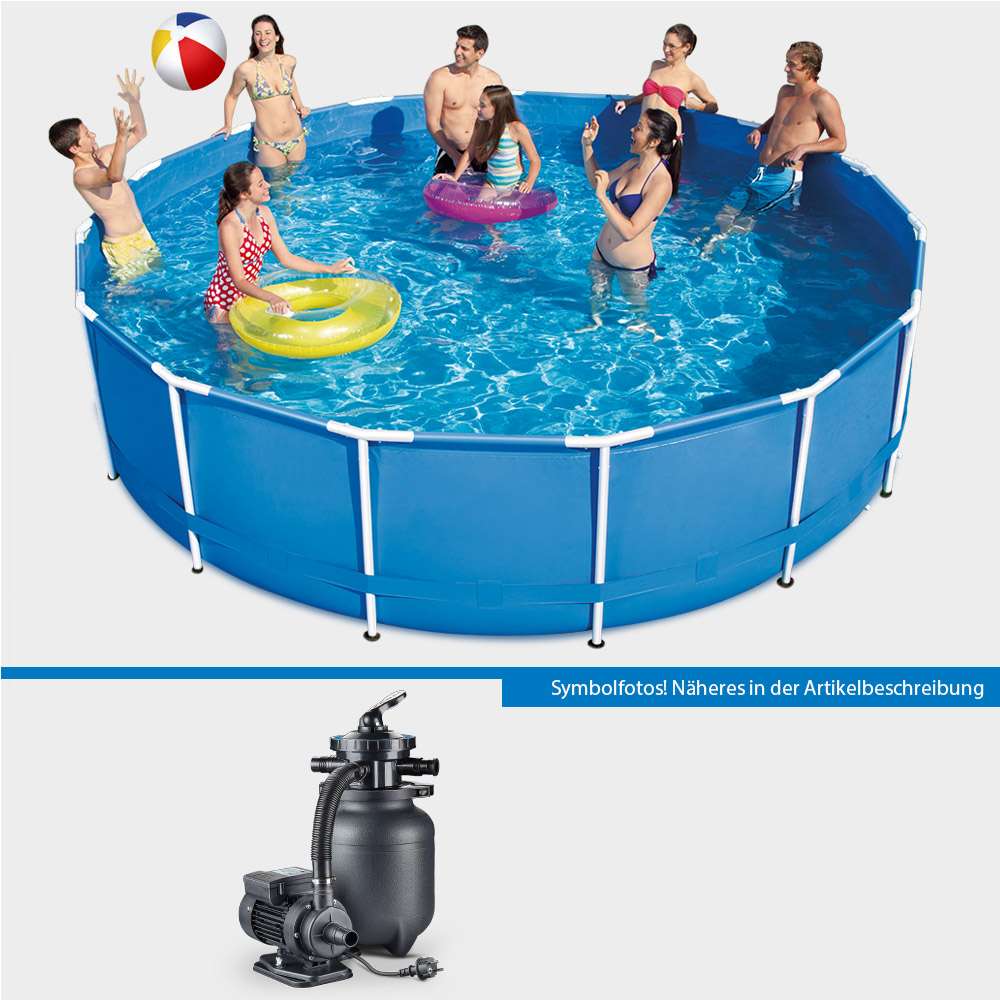 Frame Pool Set POLE Rund 366 x 91 cm mit Sandfilteranlage PURE 260