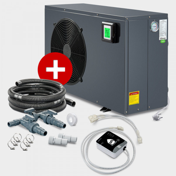Poolheizung Wärmepumpe POOLSANA PRIME 10 + Anschluss-Set 38 mm + Wi-Fi Modul