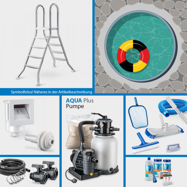 Stahlwand-Rundpool Eisenglimmer mit Alu-Handlauf | Folie 0,8 mm sand | 5,00 x 1,25 m | PLUS-Set